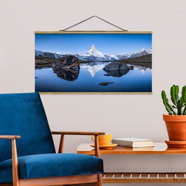 Fabric print with poster hangers - Stellisee Lake In Front Of The Matterhorn - Landscape format 2:1