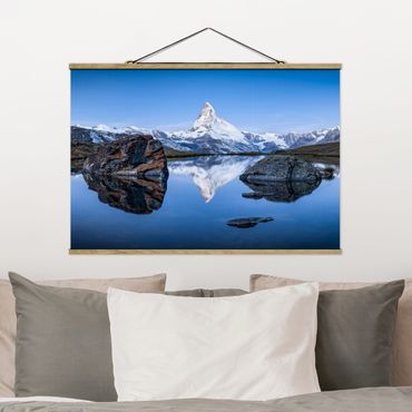 Fabric print with poster hangers - Stellisee Lake In Front Of The Matterhorn - Landscape format 3:2