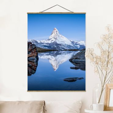 Fabric print with poster hangers - Stellisee Lake In Front Of The Matterhorn - Portrait format 3:4