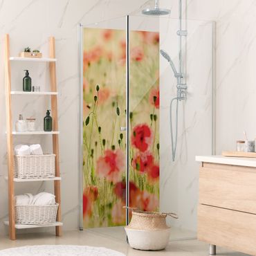 Shower wall cladding - Summer Poppies