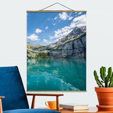 Fabric print with poster hangers - Divine Mountain Lake - Portrait format 3:4