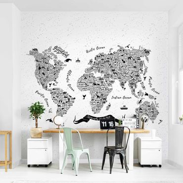Wallpaper - Typography World Map White