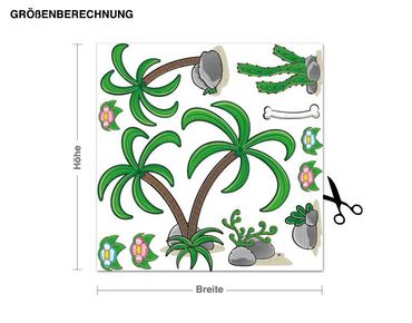 Wall sticker - Dino Landscape Plants