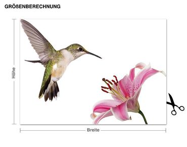 Wall sticker - Hummingbird with Flower