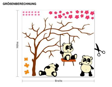 Wall sticker - Panda Friends Swinging On A Branch
