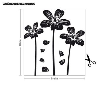 Wall sticker - 3 Flowers Set with Blown Off Petals