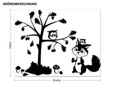 Wall sticker - Squirrel and Owl on a Tree