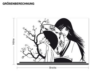 Wall sticker - Geisha with fan