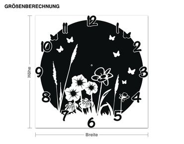 Wall sticker clock - Flower Meadow Clock