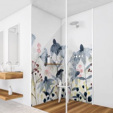 Shower wall cladding - Wild Flowers Watercolour I