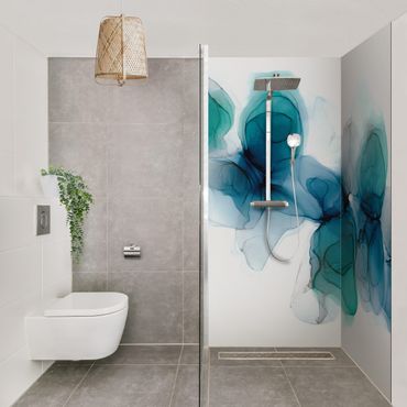 Shower wall cladding - Wild Flowers In Blue And Gold
