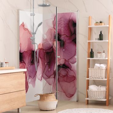 Shower wall cladding - Wild Flowers In Purple And Gold