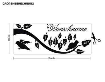 Wall sticker customised text - Branch With Birds With Customised Name