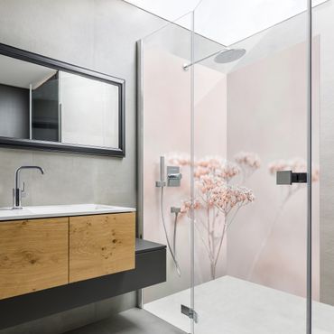 Shower wall cladding - Pale Pink Wild Flowers
