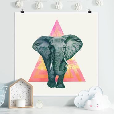 Poster - Illustration Elephant Front Triangle Painting