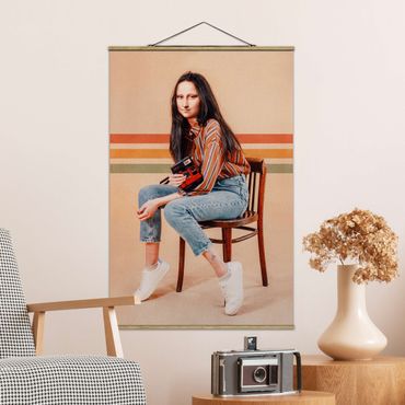 Fabric print with poster hangers - Retro Mona Lisa