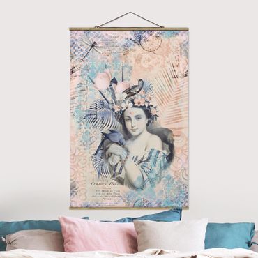 Fabric print with poster hangers - Vintage Collage - Exotic Beauty