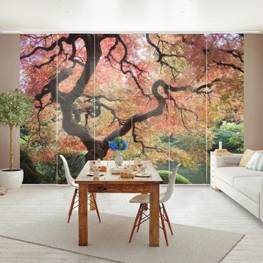 Sliding panel curtains set - Japanese Garden