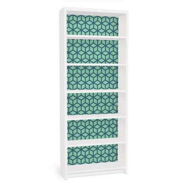 Adhesive film for furniture IKEA - Billy bookcase - Cube pattern Green