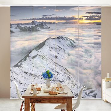 Sliding panel curtains set - View Of Clouds And Mountains