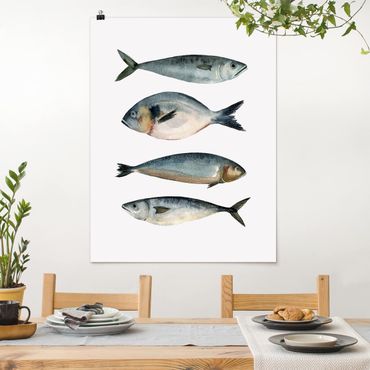 Poster flowers - Four Fish In Watercolour II