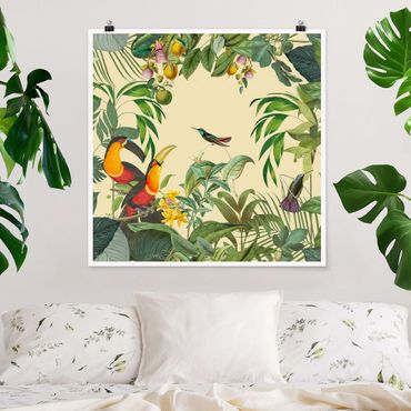Poster - Vintage Collage - Birds In The Jungle