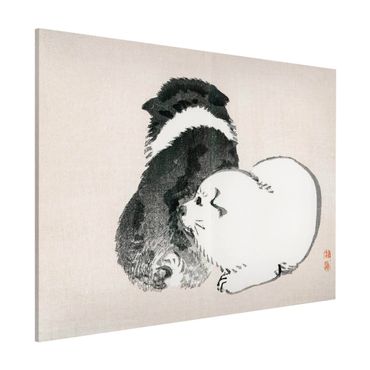 Magnetic memo board - Asian Vintage Drawing Black And White Pooch
