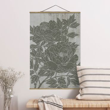 Fabric print with poster hangers - Blooming Peony I