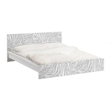 Adhesive film for furniture IKEA - Malm bed 160x200cm - Zebra Design Light Grey Stripe Pattern