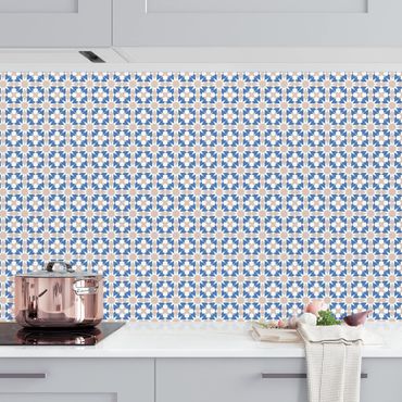 Kitchen wall cladding - Oriental Patterns With Blue Stars
