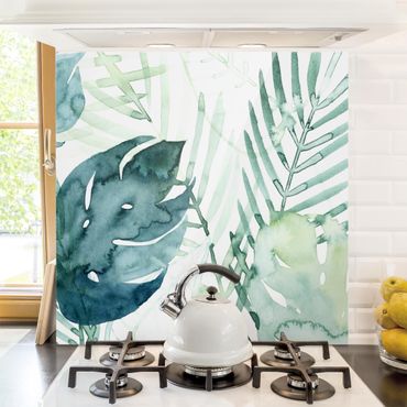 Glass Splashback - Palm Fronds In Water Color I - Square 1:1