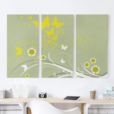 Print on canvas 3 parts - Butterflies In The Spring