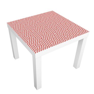 Adhesive film for furniture IKEA - Lack side table - Red Geometric Stripe Pattern