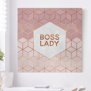 Canvas print - Boss Lady Hexagons Pink