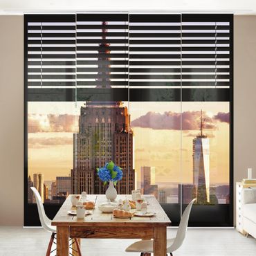 Sliding panel curtains set - Window View Blind - Empire State Building New York