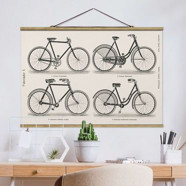 Fabric print with poster hangers - Vintage Poster Bicycles