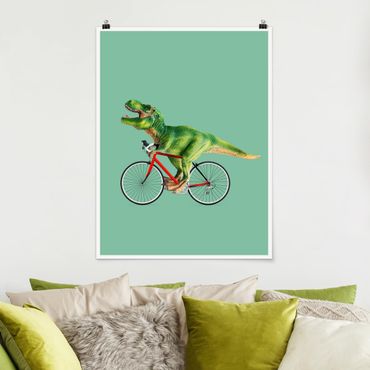Poster animals - Dinosaur With Bicycle