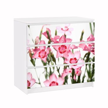 Adhesive film for furniture IKEA - Malm chest of 3x drawers - Pink Flowers