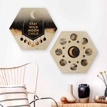 Wooden hexagon - Stay Wild Moon Child Moon Phases