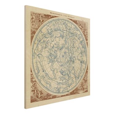 Print on wood - Vintage Star Map Southern Hemissphere