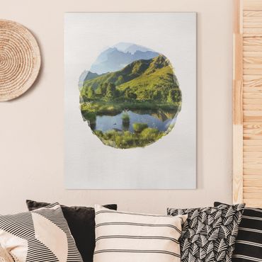Canvas print - WaterColours - View From Deerbichl The Defereggental