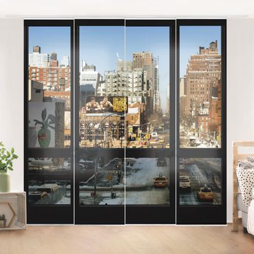 Sliding panel curtains set - View From Windows On Street In New York