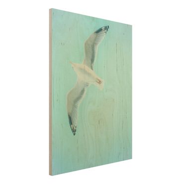 Print on wood - Blue Sky With Seagull