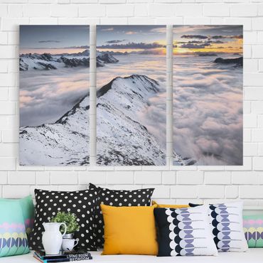Print on canvas 3 parts - View Of Clouds And Mountains