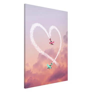 Magnetic memo board - Heart With Airplanes