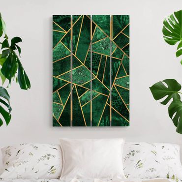 Print on wood - Dark Emerald With Gold