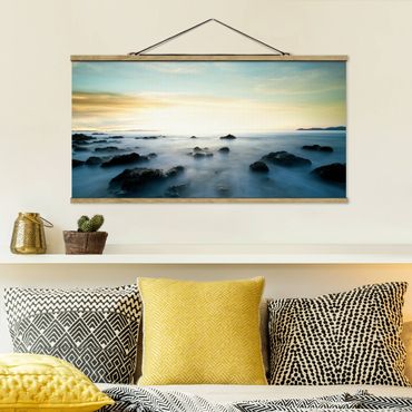 Fabric print with poster hangers - Sunset Over The Ocean