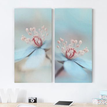 Print on canvas 2 parts - Flowers In Light Blue
