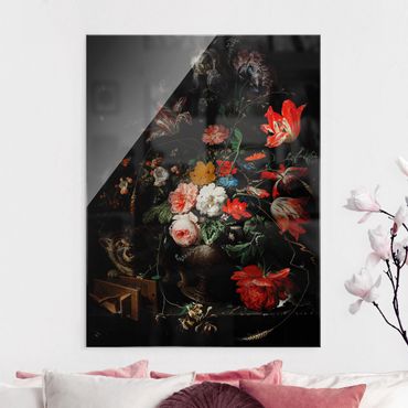 Glass print - Abraham Mignon - The Overturned Bouquet