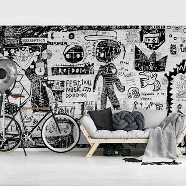 Wallpaper - Abstract Graffiti Art Black And White
